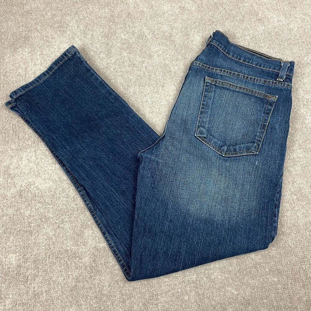George Jeans Mens 34X30 Blue Medium Wash Denim Cotton Stretch Mid Rise Straight